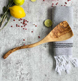 Spatula of Olivewood w/ Curved Handle - 12”