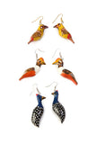 Bird Earrings of Painted Wood