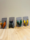 Bird Earrings of Painted Wood