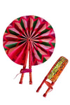 Ankara Fabric Fan W/ Leather Handle