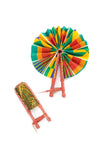 Ankara Fabric Fan W/ Leather Handle