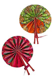 Ankara Fabric Fan W/ Leather Handle