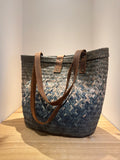 Kioni Basket of Ilala Palm Leaves w/ Leather Straps