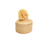 Kazi Bweta Pom Pom Lidded Basket - Large Natural