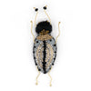 Kioni Grey Longhorn Beetle Beaded Brooch