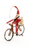 Santa on Bike Ornament of Banana Leaf