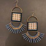 Kioni-C Beaded Panel/Leather Strips Earring