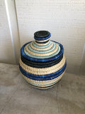 Kazi Geo Lidded Basket - Silver/Blue