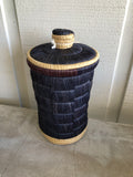 Kazi Lidded Sisal Basket - Black